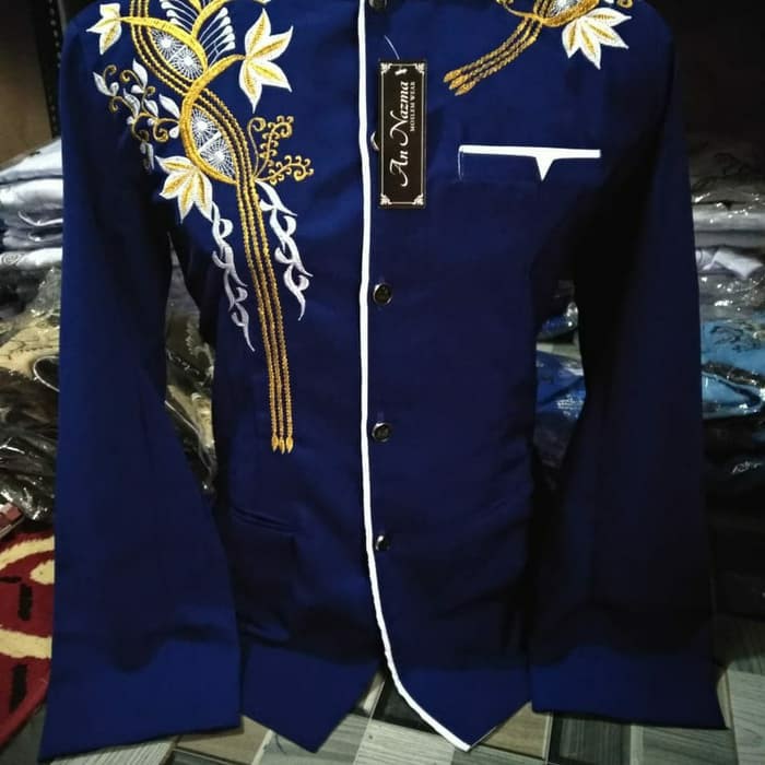 Jasko Dewasa Navy Bordir Bunga Hight Quality