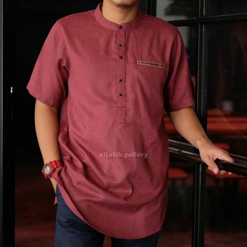 Baju koko lengan pendek bahan katun madinah fodu import