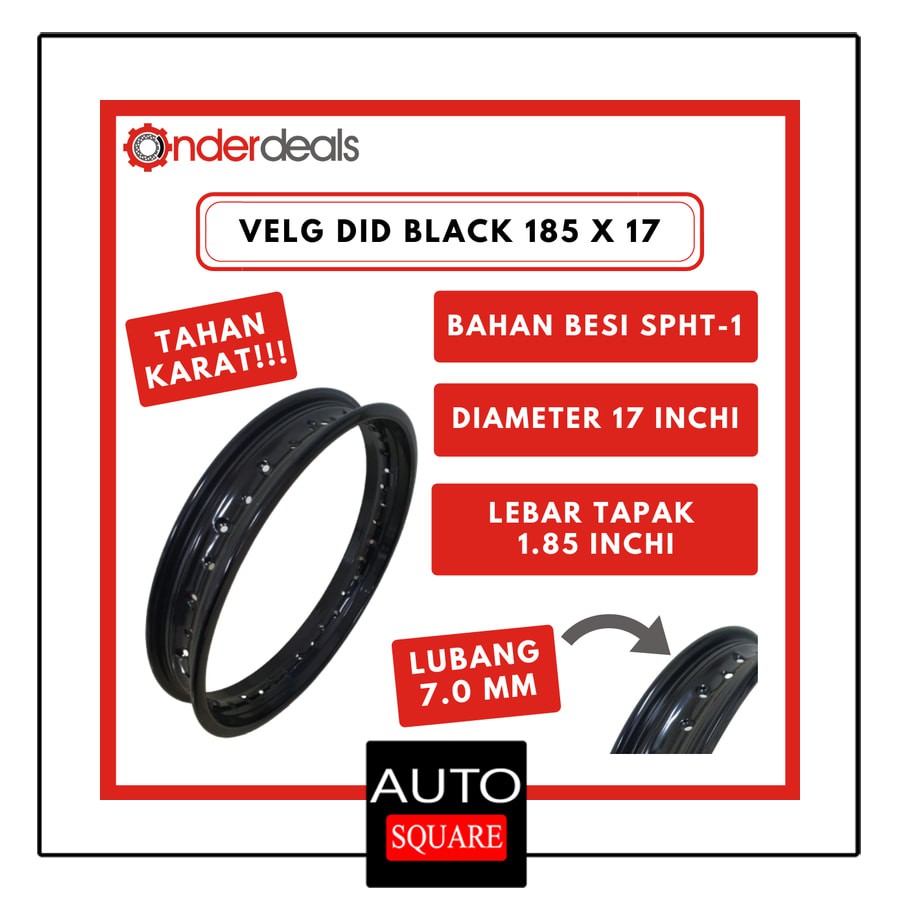 (NEW) DID Velg Motor Lebar 185 Diameter Ring 17 Hitam