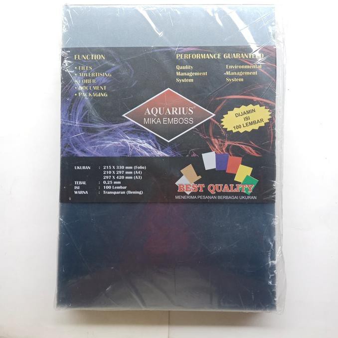 

BARANG BARU MIKA EMBOSS AQUARIUS 0.25 mm / MIKA BURAM / MIKA JILID (100 lembar)