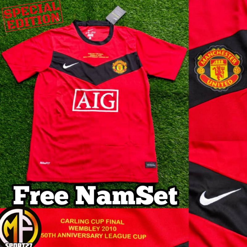 Jersey Mu United Home Carling Cup 2009 2010 Baju Olahraga Sepak bola futsal Grade Ori Thailand