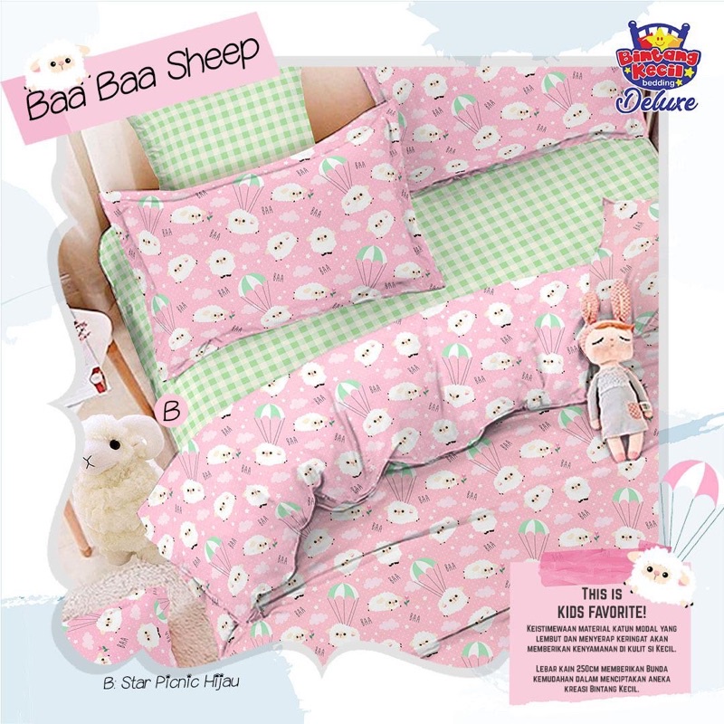 kain sprei meteran baa baa sheep bintang kecil