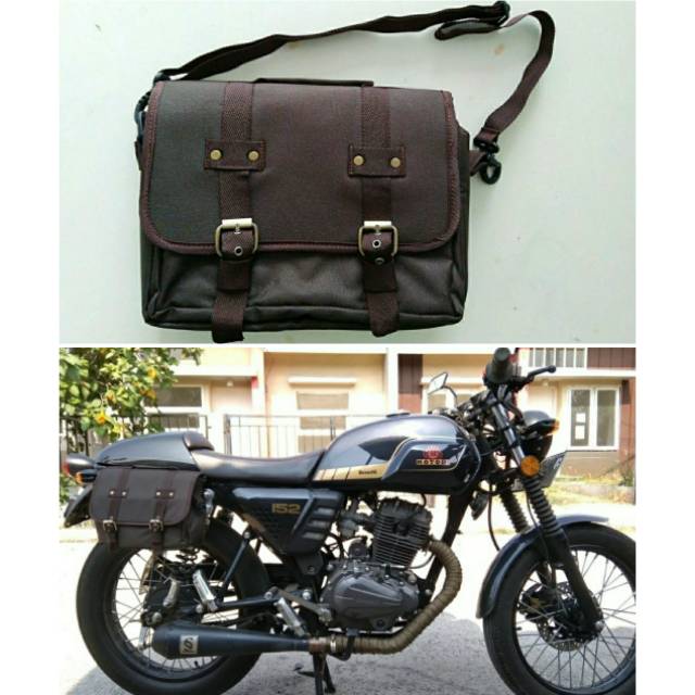 Tas motor Benelli 152 side bag cafe racer