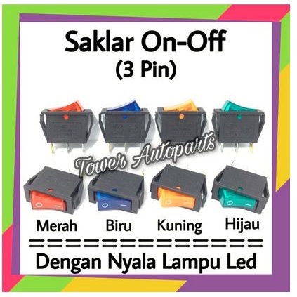 Saklar Switch On Off PIANO tombol power 3 pin Lampu LED Mobil motor