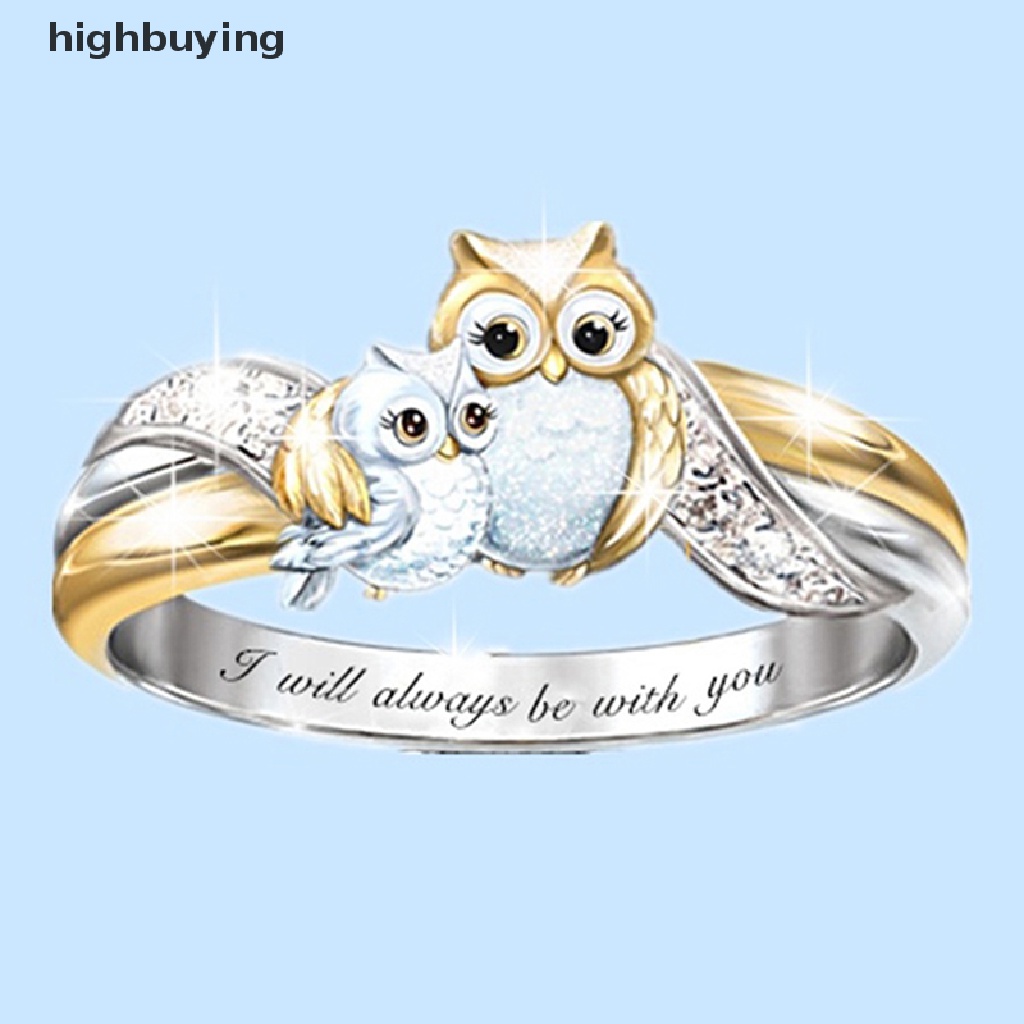 Hbid Cincin Motif Burung Hantu + Tulisan I Will Always Be With You Untuk Ibu + Anak