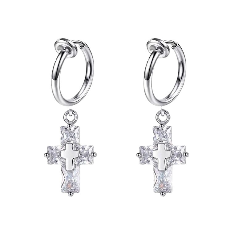 Zircon Cross Earrings Accessories Harajuku Simple Hip Hop