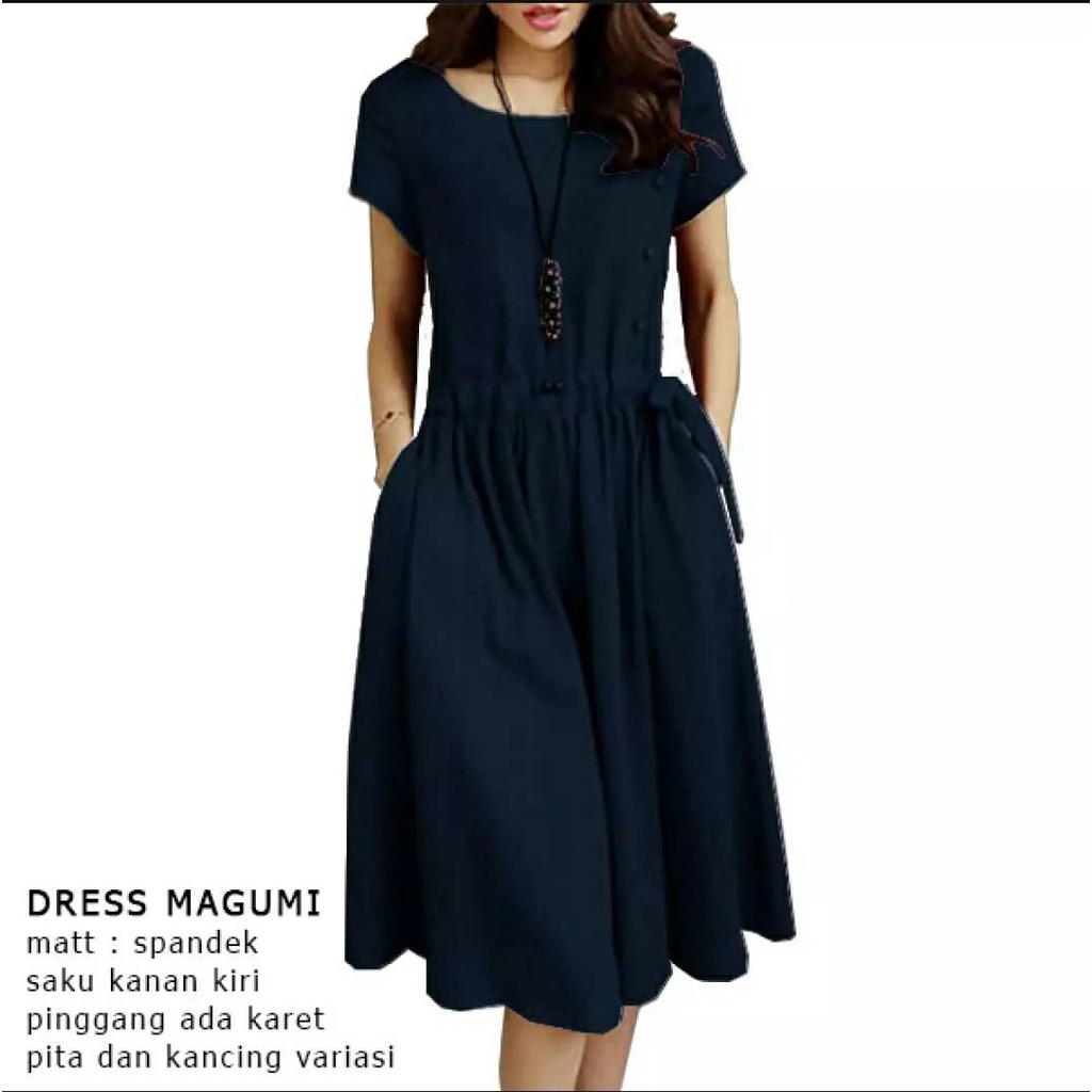 QC MAGUMI DRESS Baju dress Wanita Model Terbaru Santai Terkini