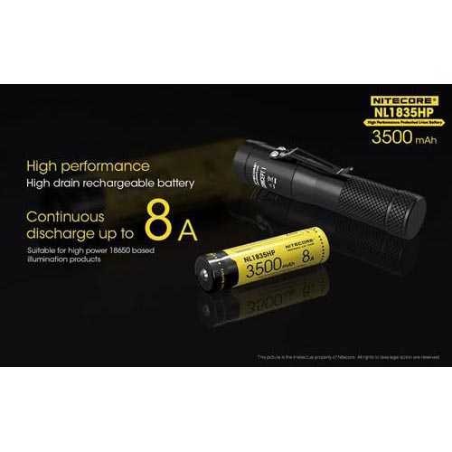 NITECORE 18650 Baterai Li-ion High Perform 3500mAh 3.7V 8A - NL1835HP