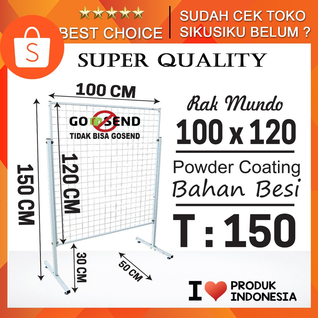 Rak Mundo 100X120CM RAM Bingkai Frame Display Cantolan Wire Grid Mesh Wire Grid Super Kuat Kokoh New