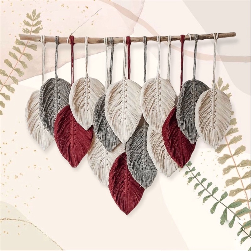 Walldecor Macrame Daun Hiasan Macrame Daun Rumbai