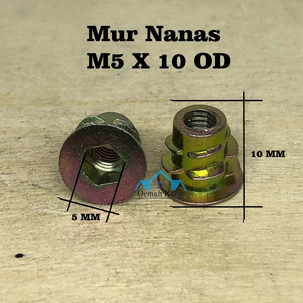 Mur Nanas Mur Tanam M5x10 OD - 10 PCS