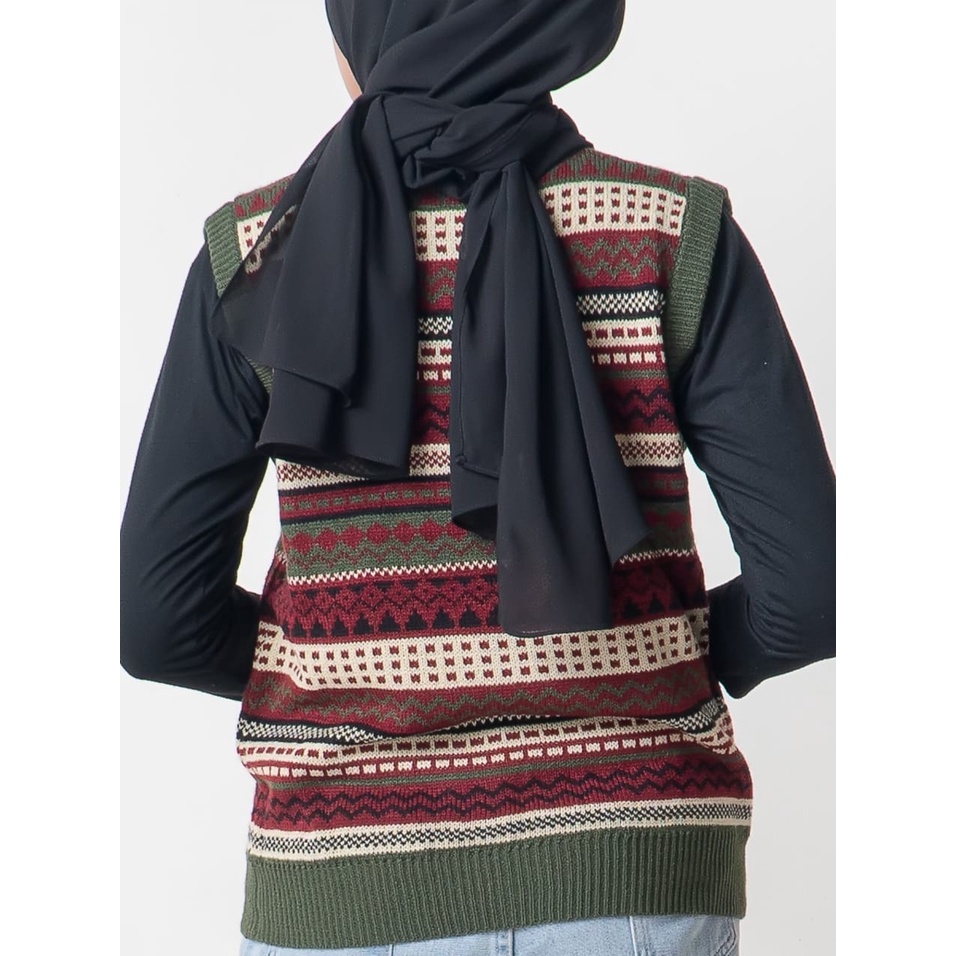 Vest Knit Pria wanita Jaquard Pattern - Sweater Rompi Rajut Tribal