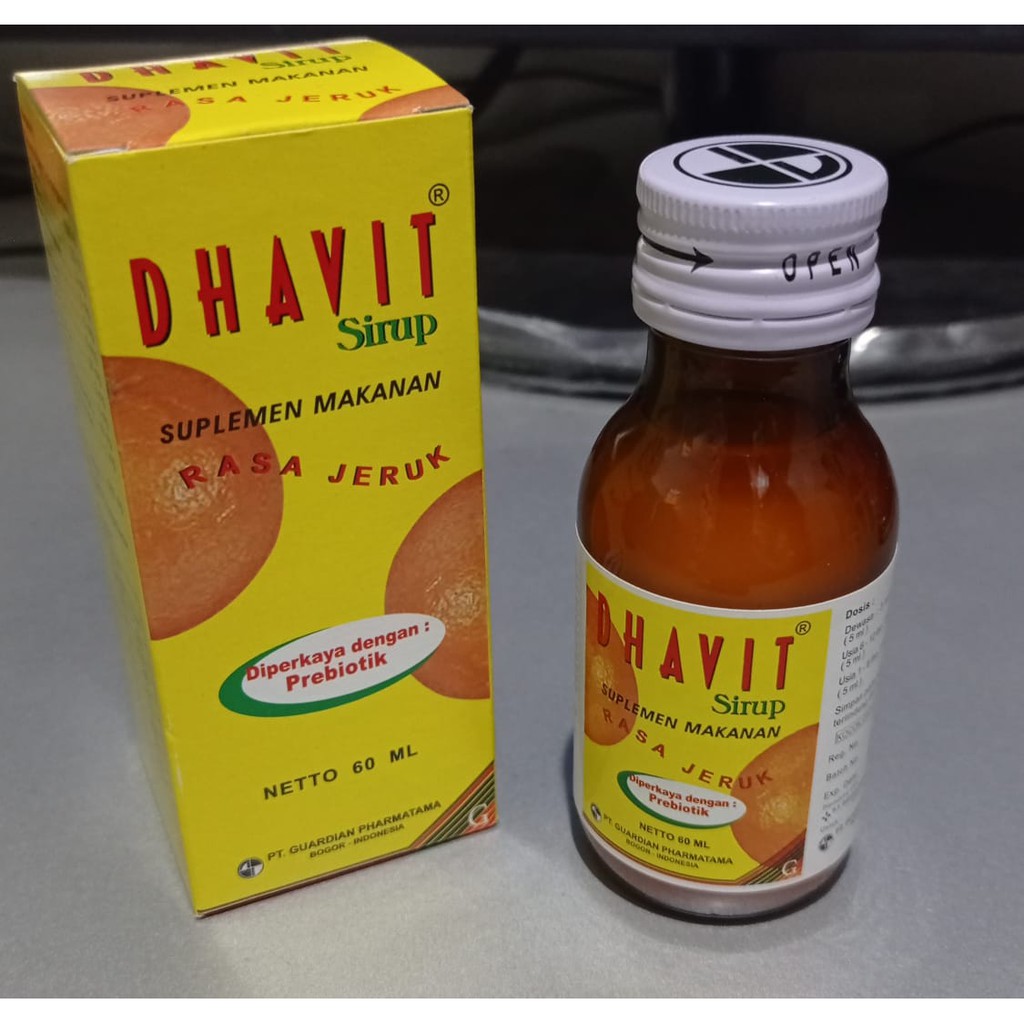 DHAVIT sirup multivitamin rasa jeruk, DHA Vitamin untuk nafsu makan, kesehatan hati, kecerdasan anak