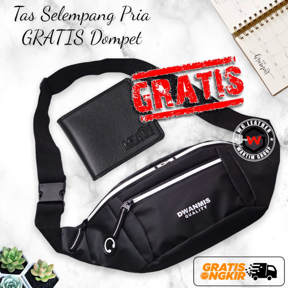 TAS SELEMPANG PRIA WATERPROOF KEREN GRATIS DOMPET LIPAT TERMURAH COCOK KADO ULTAH COWOK