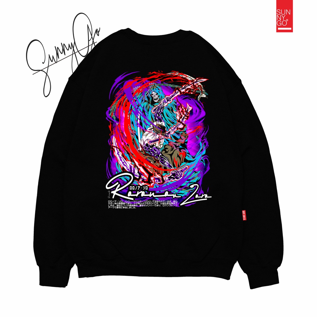 Sweater Pria Wanita Anime One Piece Roronoa Zoro Cotton Flecee Premium  Jaket Switer Crewneck Hoodie