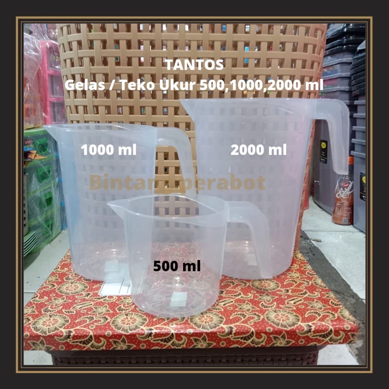 TANTOS - Gelas / Teko Ukur Plastik 500-1000-2000 ml / Gelas Takar / Teko Ukur Plastik
