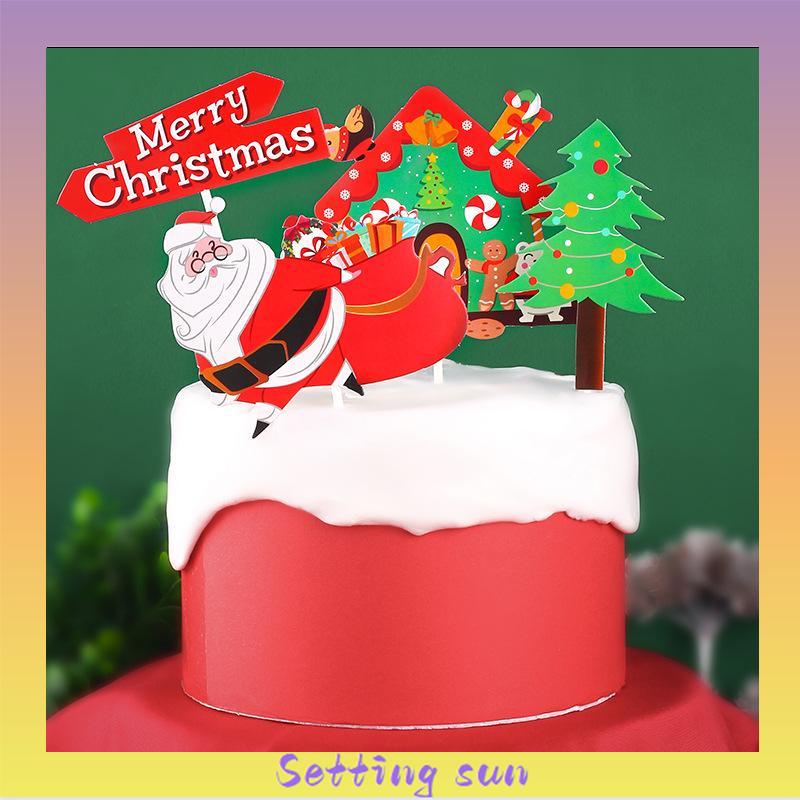 1 Set 7 Styles Topper Kue Desain Merry Christmas Bahan Akrilik Untuk Dekorasi Natal TN