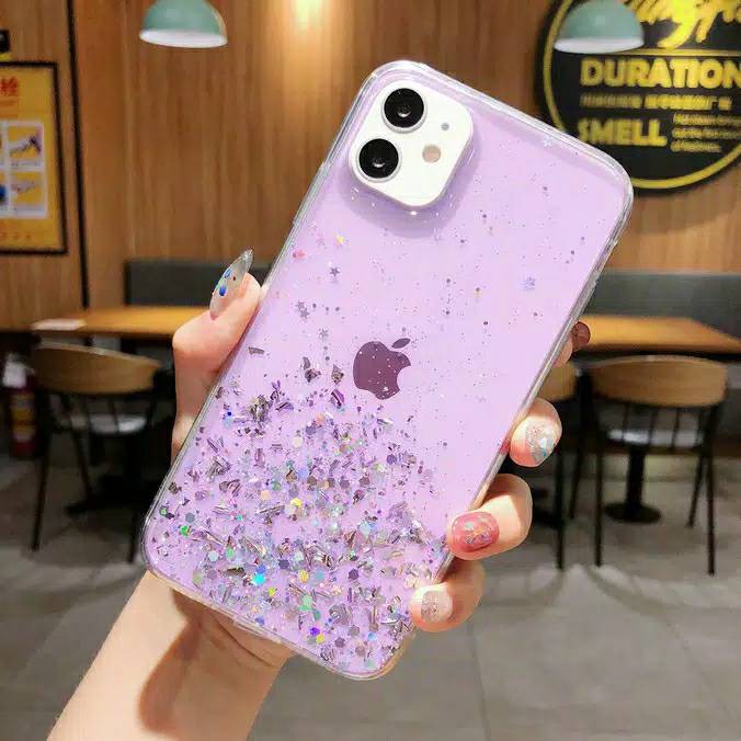 Case Import OPPO A8 A31 A12 A5S A7  A3S A5  6 C12 C15  Sparkly Silver Foil Starry Soft