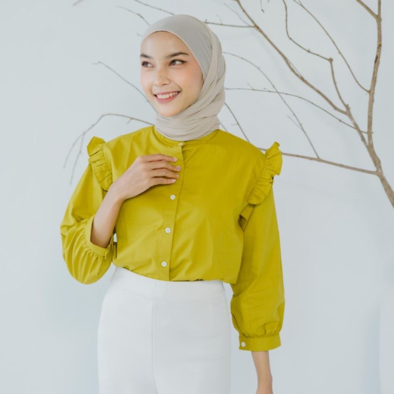 BEFAST - ZRD OOTD Blouse REIZA /  Mini Ruffle / fuschia / claire top / Blouse Crop Trendy / Outfit Cewe Kue / Blouse Kerja Wanita / Terlaris / Blouse Wanita Keluaran Terbaru / Atasan Lengan Panjang / Blouse Polos Formal / Pakaian Wanita Remaja Kekinian