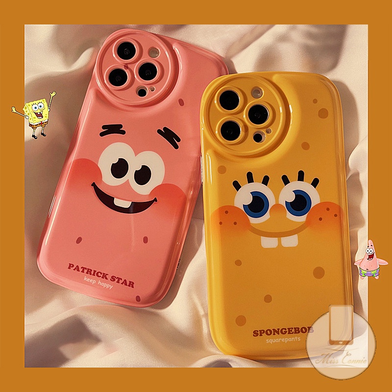 Soft Case TPU Tebal Motif SpongeBob Patrick Star Untuk IPhone 7 8 Plus 11 12 13 Pro MAX XR X XS MAX 6 6s Plus SE 2020