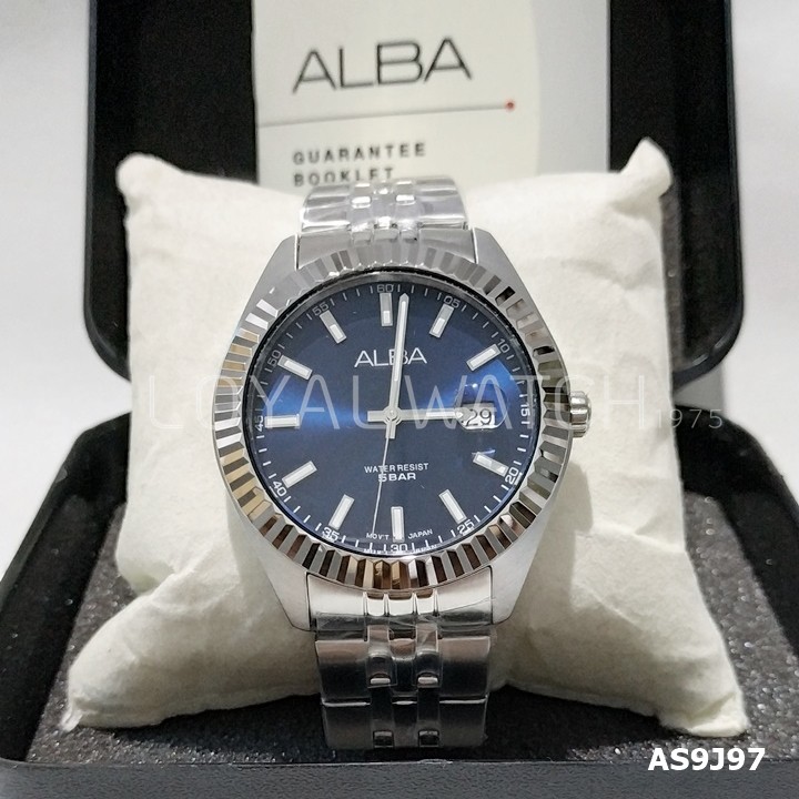 Jam Tangan Alba Pria AS9J97 Silver Biru Original Garansi Resmi