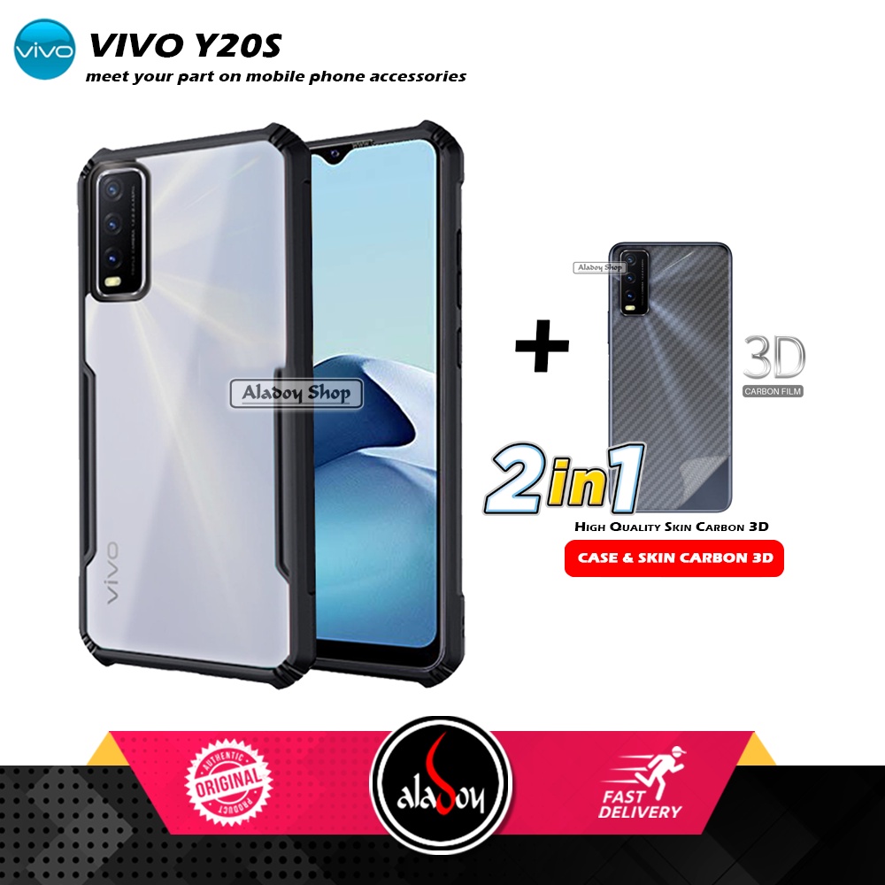 Case Vivo Y20S Armor Fusion Transparent Casing Free Skin Carbon 3D