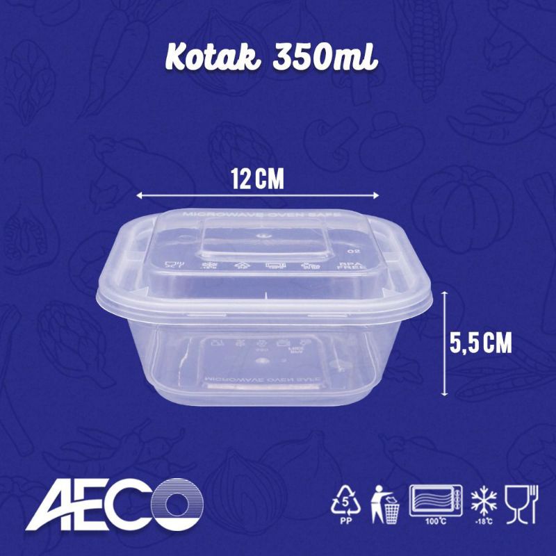 KOTAK MAKAN PLASTIK THINWALL AECO KOTAK 350ML 25PCS