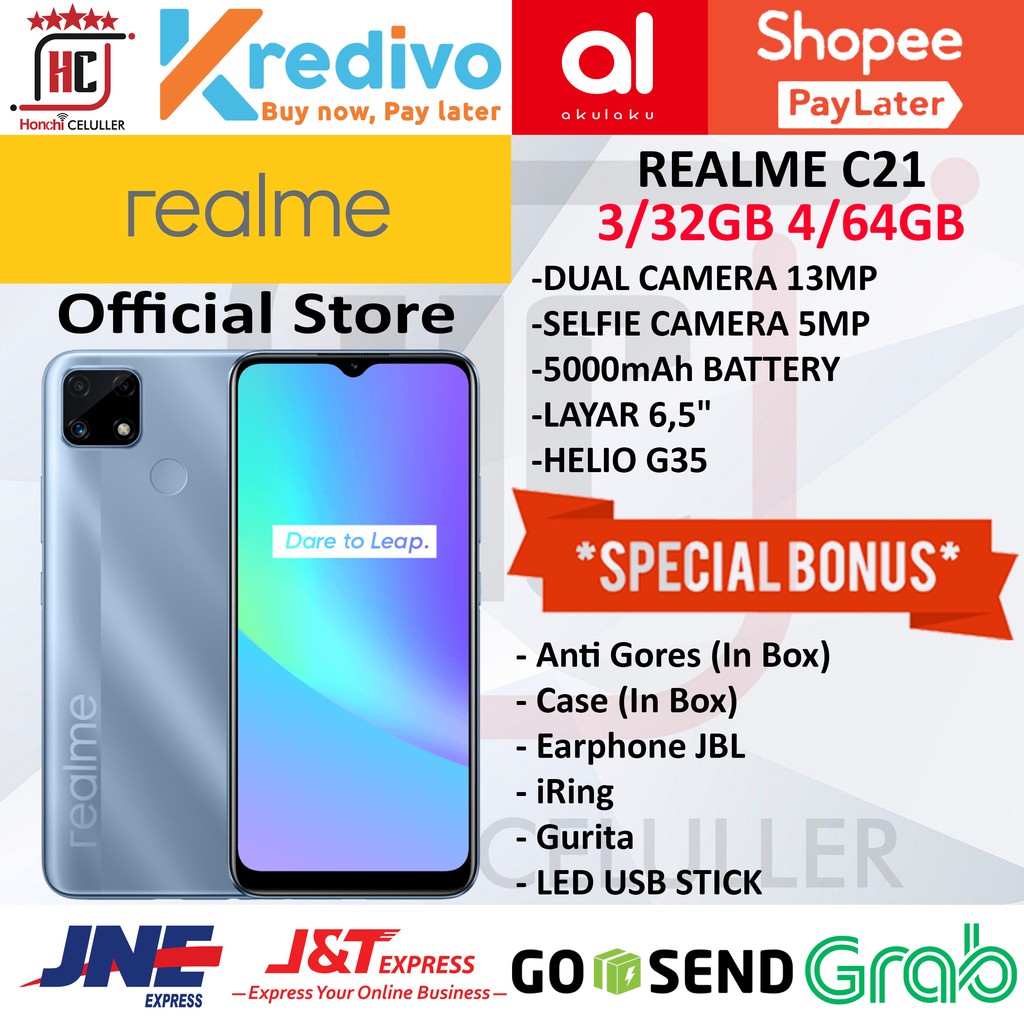 REALME C21 RAM 3GB 4GB ROM 32GB 64GB 3/32GB 4/64GB GARANSI RESMI REALME INDONESIA