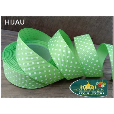 ( Rol 20 Yard ) GROSGRAIN POLKADOT RIBBON - PITA GROSSGRAIN GG ONDE 0.5 IN 1/2 INCH 1.2 CM 1 IN 2.5 CM 1.5 INCH 4 CM SELAMAT