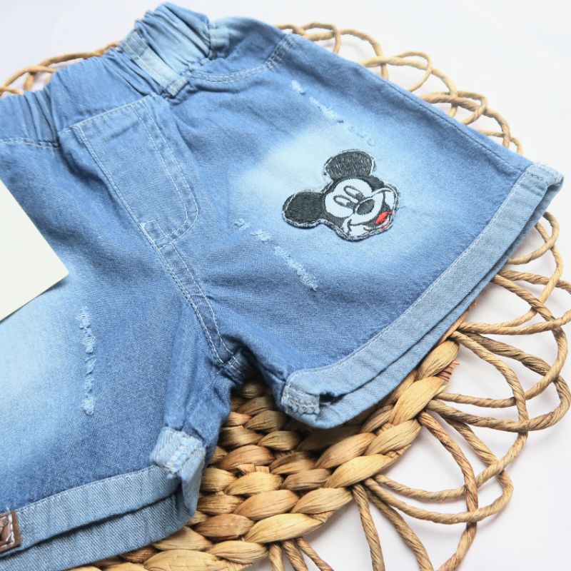 Celana Pendek Hotpant Anak Perempuan Motif Denim Wash 1 - 3 Tahun