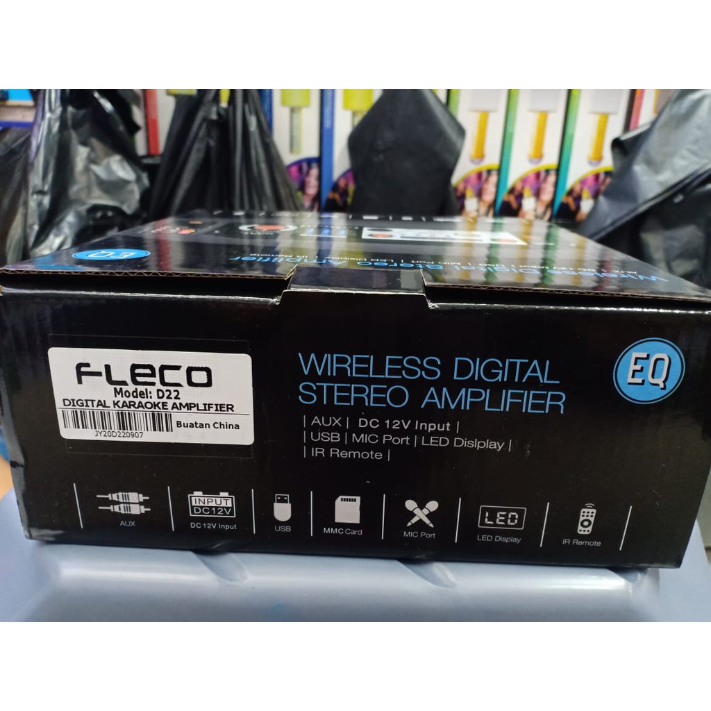 (COD) POWER AMPLIFIER FLECO MODEL D22 WIRELESS DIGITAL BLUETOOTH FREE REMOTE