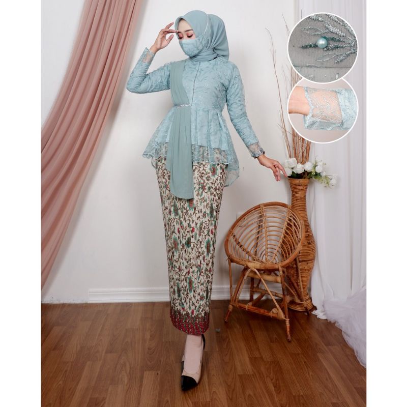 Set Kebaya Aurora Selendang Mutiara Terbaru / Kebaya Modern / Kebaya brokat / Atasan Wanita / Outfit Baju Pesta / Kebaya Terbaru / Kebaya Tunik / Set Kebaya Wisuda / Kebaya Kondangan / Tunik Wisuda /