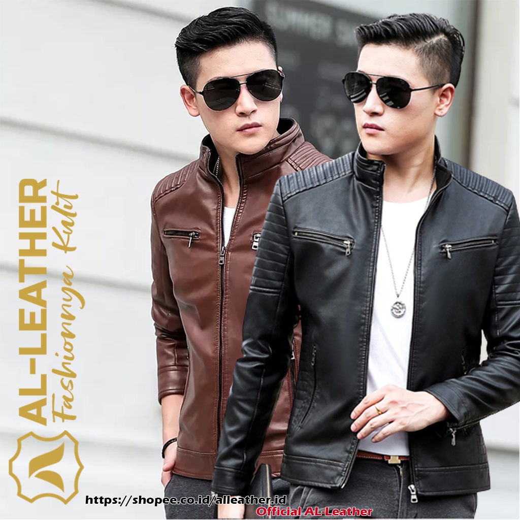 AL-Leather PREMIUM Jaket Kulit Pria asli Elegant Brownie ARL 033 Silverstone RFLA Ariel Noah Sintetis 90 Kulit