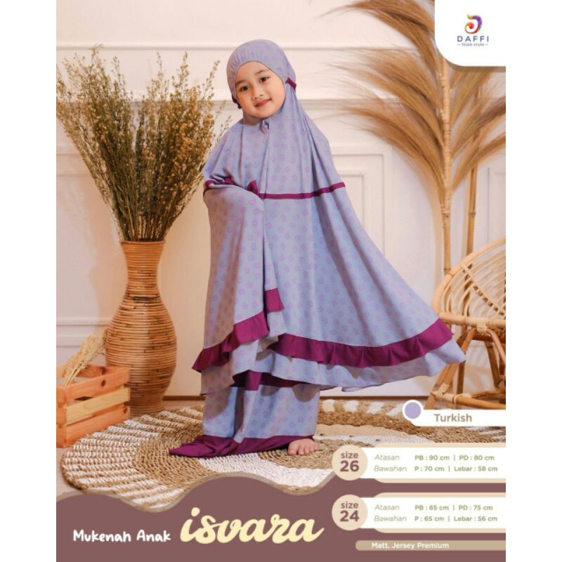 Mukena Anak ISVARA New Arrival Mukena Cantik Full Logo Daffi Hijab