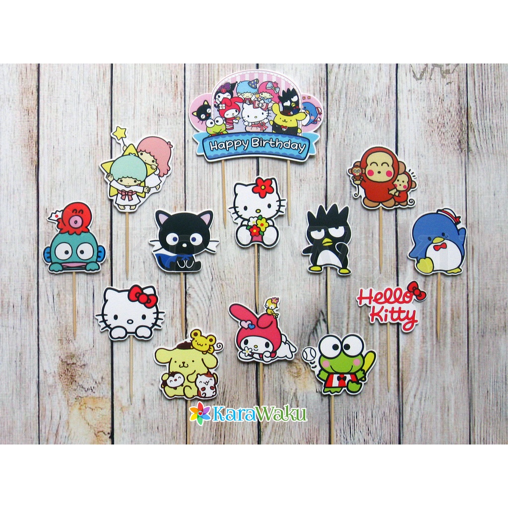 

Sanrio Birthday Cake Topper - Hiasan Dekorasi Tusukan Kue Pudding Cupcake Hello Kitty - My Melody - Keroppi - Badtz Maru