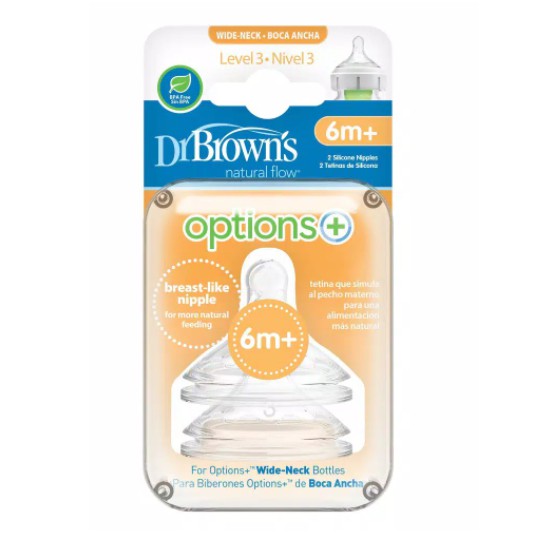 Nipple Dot Botol Susu Bayi Dr. Brown's Level 3 Silicone Wide-Neck Options+ Nipple 2-Pack WN3201