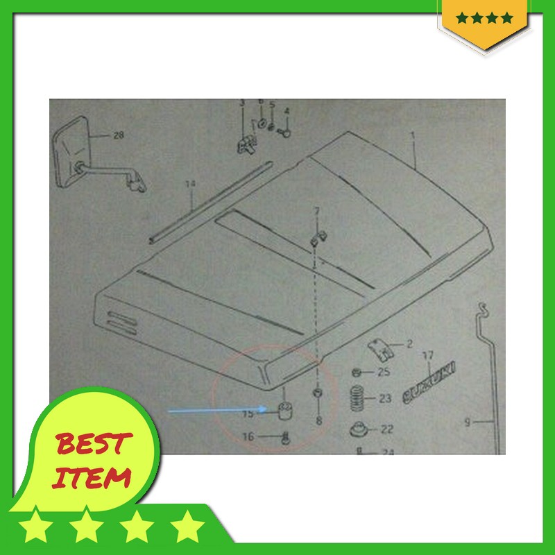 stopper kap mesin suzuki katana sparepart mobil murah berkualitas terbaik