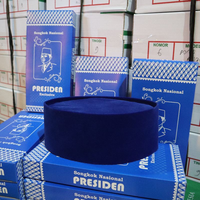 PROMO !!! SONGKOK PECI POLOS PRESIDEN WARNA BIRU