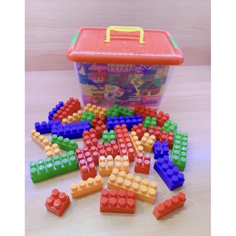 lego block box kontainer MIKIWA isi 40pc besar atau 30pc kecil / blok / bongkar pasang / puzzle-Isi 40 pc