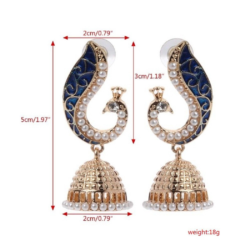 Anting Tusuk Gantung Desain Burung Merak Hias Kristal Gaya Indianretro Kreatif Untuk Wanita