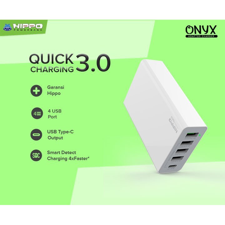 Hippo Onyx Smart Travel Charger 5 Port Quick Charge 3.0 Simple Pack