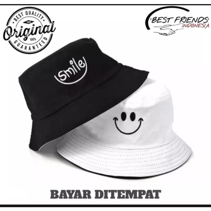 Topi Bucket Smile Pria Terbaru/Bucket Distro Bolak Balik