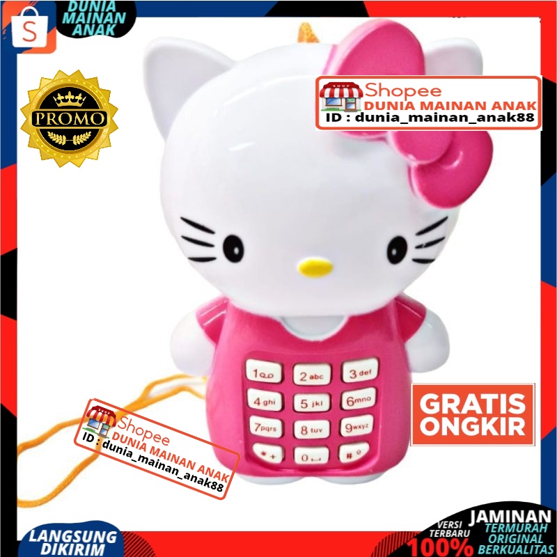 PROMO MAINAN EDUKASI ANAK HP HANDPHONE HELL0 KITY TELEPHONE TELEPON ANAK BERSUARA SNI TERBARU