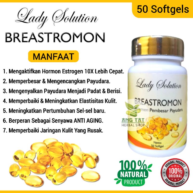 BREASTROMON Pil Softgel Hormon Estrogen Pembesar dan Pengencang Payudara Bokong Asli Original
