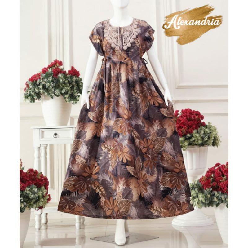 daster Alexandria by butik daster ready size XL motif Grey