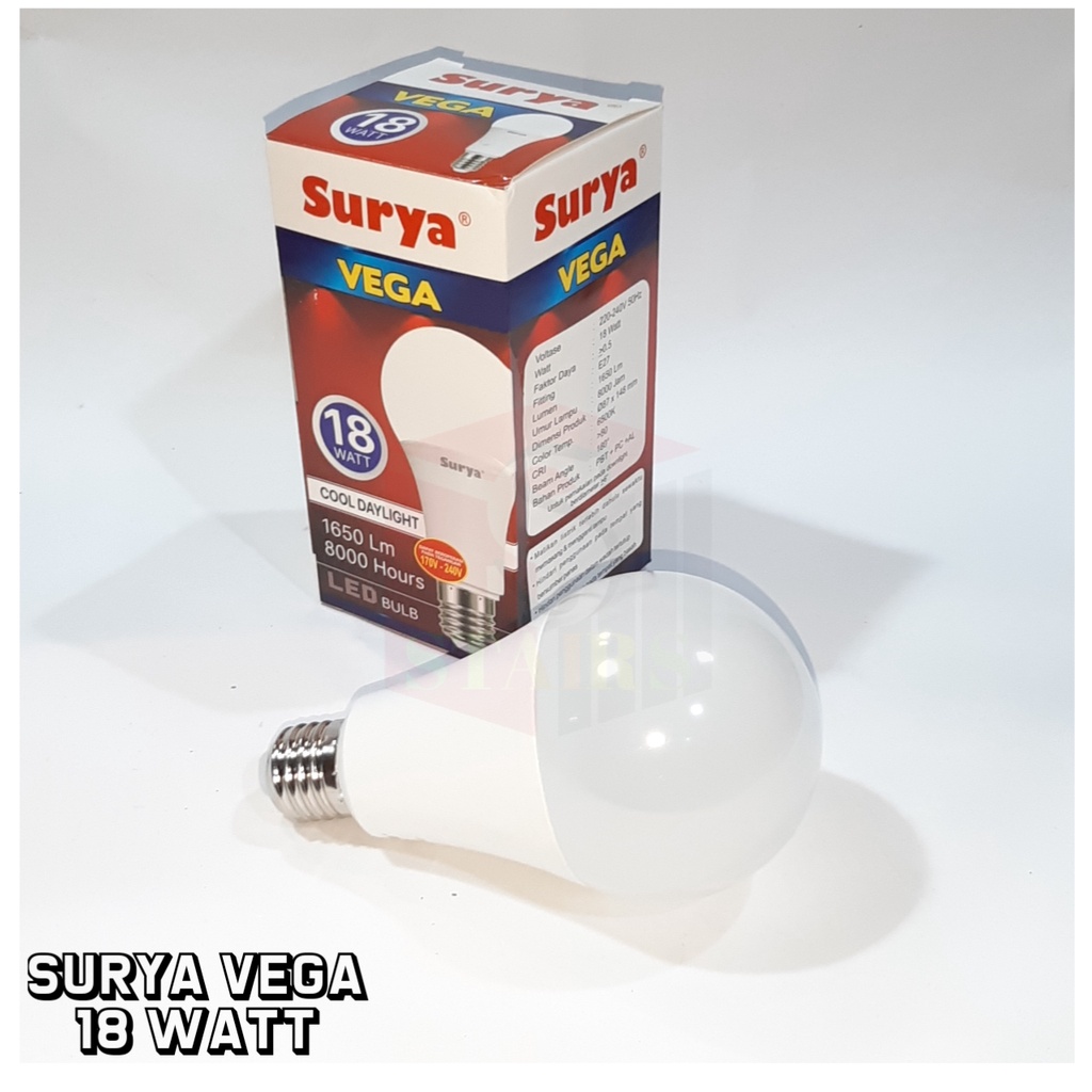 Bohlam Fitting LED Surya Sangat Terang Cahaya Putih 18 Watt Hemat Energy