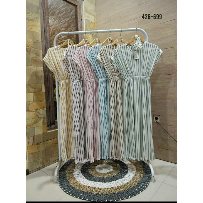 Dres lengan pendek bahan rayon super  bisa busui motif salur