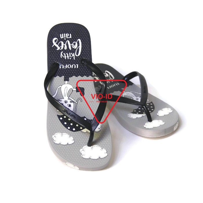 Luofu Sandal Jepit Wanita Sendal Jepit Karet Kartun Lucu F1159 Warna Random