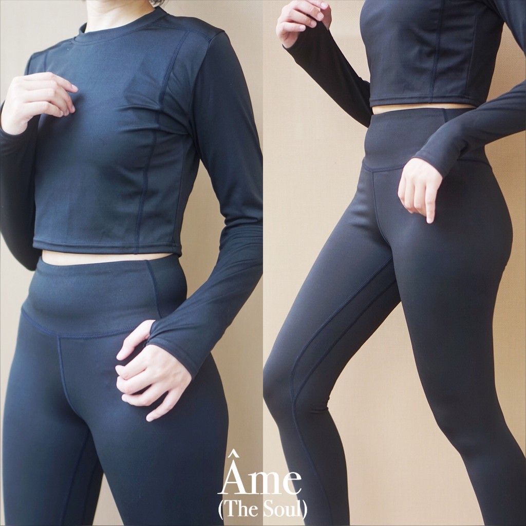 Pakaian Olahraga Wanita Panjang - Pendek 1 Set / Yoga / Zumba / Gym / Fitness