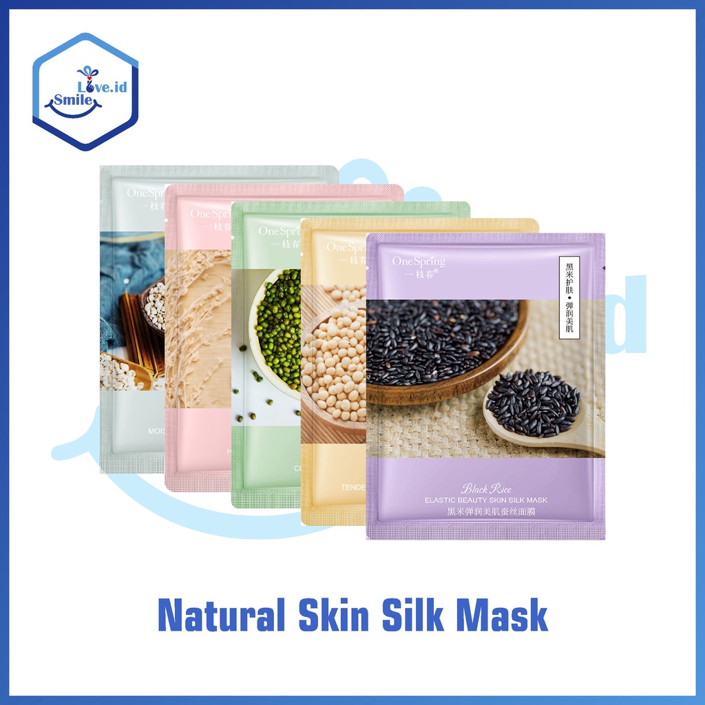 ONE SPRING New Natural Sheet Mask Masker Wajah Bean Soya Oat Ketan Barley OSS02